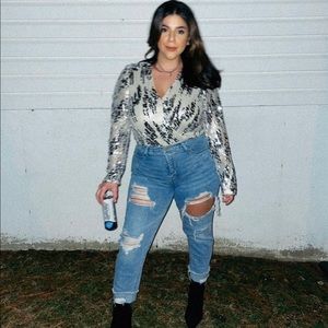 Silver Sequin Body Suit ✨